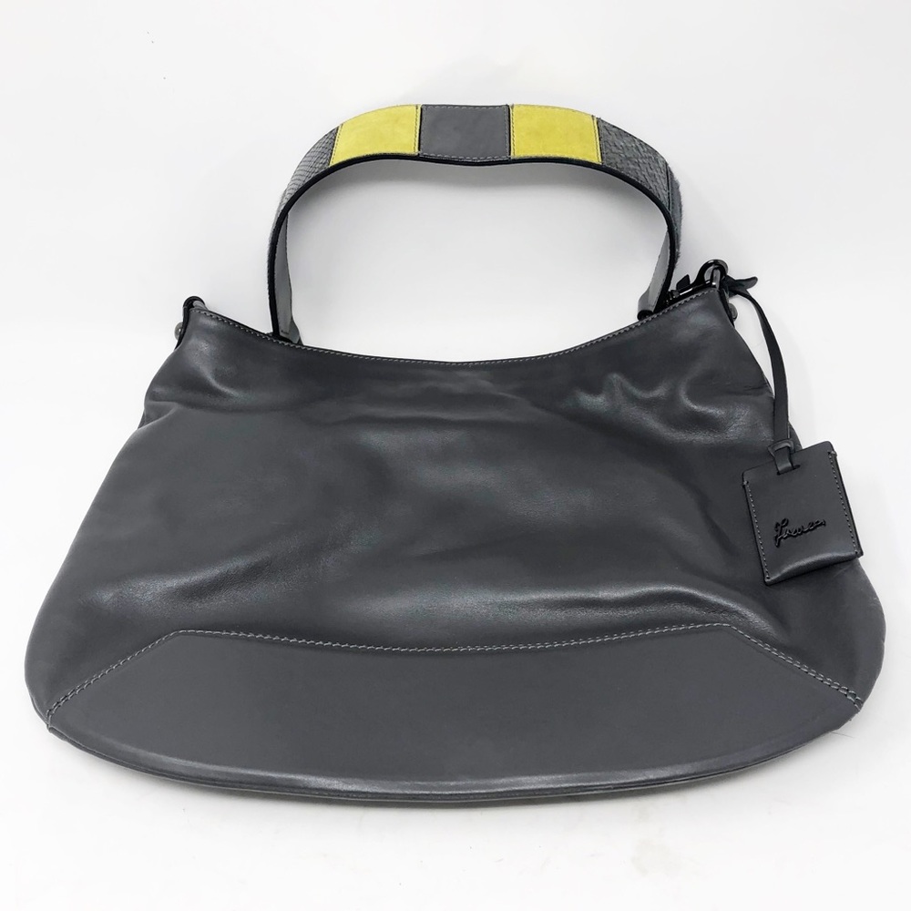 NEW IACUCCI Grey Leather Shoulder Bag